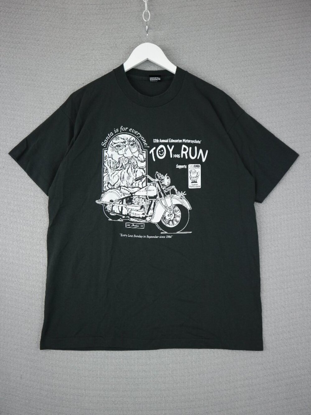 1995 Santa Indian Motorcycle Single Stitch Christmas Toy Run Tee Mens XL